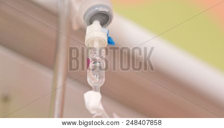 Infusion pump or Saline solution intravenous (IV) drip for patient and infusion pump in hospital 