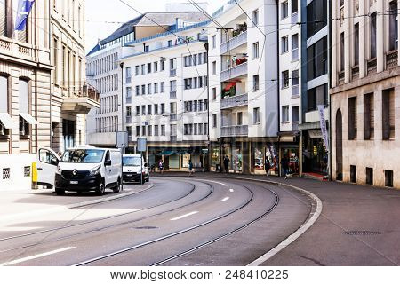 BASEL, SWITZERLAND - June 16, 2017: Street view of Basel cityscape, Switzerland