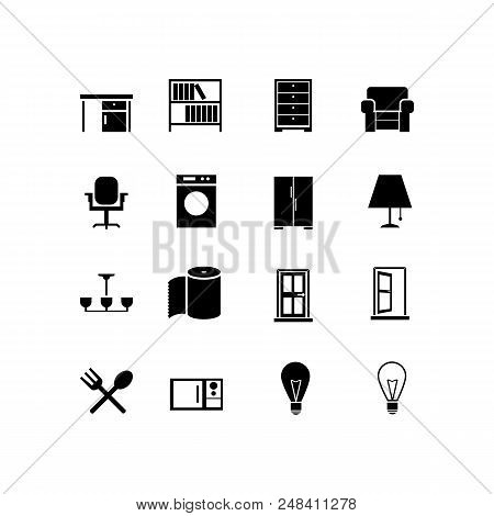 Simple Set Of Business Management Related Vector Line Icons. Contains Such Icons As House, Cupboard,