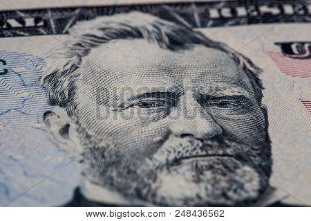 Closeup Of Ulysses S Grant Portrait On 50 Dollar Bill Closeup Of Ulysses S Grant Portrait On 50 Dollar Bill