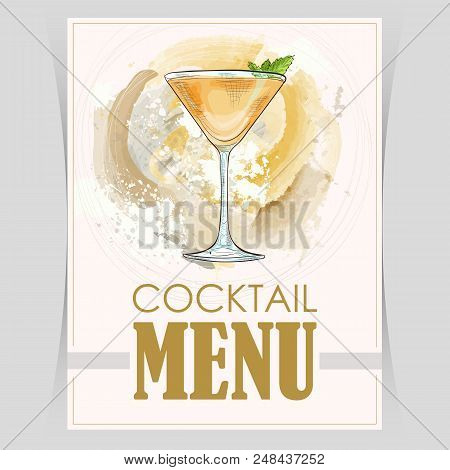 Vector Flyer, Cover Menu With A Derby Cocktail Image