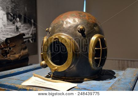 
Diving equipment of the 19th century.Halden Channel Museum.Jyly 2,2018. Orje,Norway