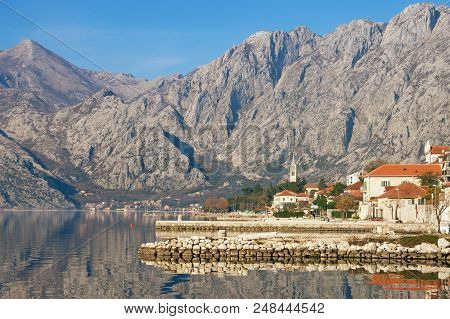 Beautiful Mediterranean Landscape On A Sunny Winter Day. Montenegro, Bay Of Kotor ( Adriatic Sea ), 