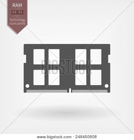 Ddr4 Ram Flat Icon. Laptop Memory Board In Flat Design