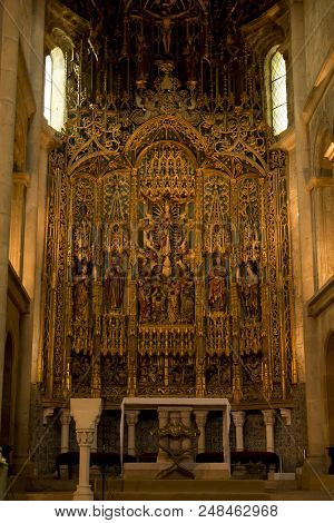 Coimbra, Portugal, June 11, 2018: Interior Of The Old Cathedral Of Coimbra, (se Velha De Coimbra)