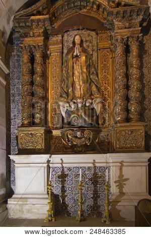 Coimbra, Portugal, June 11, 2018: Interior Of The Old Cathedral Of Coimbra, (se Velha De Coimbra)