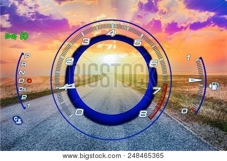 Auto Panel And Motion Blur On The Road
