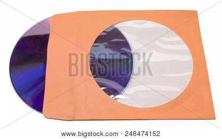 Paper Sleeve With Flap For Single Cd Dvd. Transparent Window To See What's Inside. Orange Tone Envel