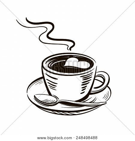 Cup Of Latte Art Hot Freshly Prepared Coffee On A White Background