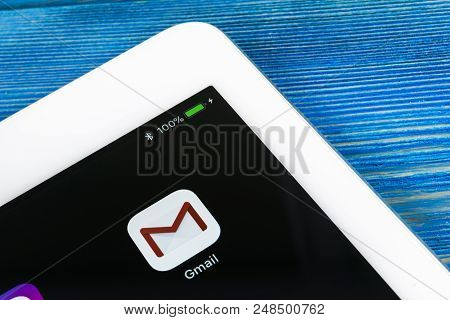 Sankt-petersburg, Russia, July 6, 2018: Google Gmail Application Icon On Apple Ipad Pro Smartphone S