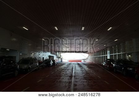 The Ferry from Horten to Moss connects Ostfold and Vestfold in Norway.June 22,2018. Moss,Norway