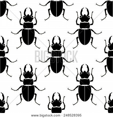 Texture An Animal Print - A Pattern From Beetle. Insects Are Black On A White Background.