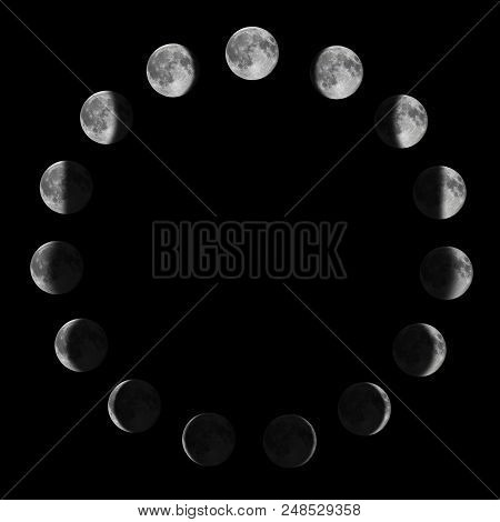 Phases Of The Moon. Moon Lunar Cycle.