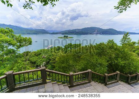 Beautiful Scenery From Xuanguang Temple Viewpoint Viewing The Famous Lalu Island Located In The Cent