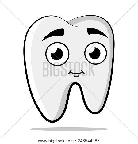 Character Tooth, For Dentistry And Children`s Books On Hygiene. For Illustrated Posters On Oral Hygi