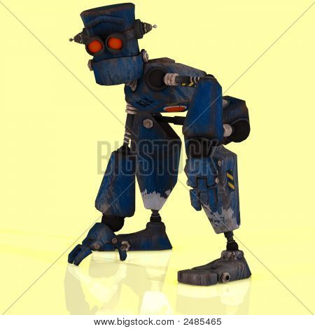 Kreslený Robot s expresivní emocí v obličeji