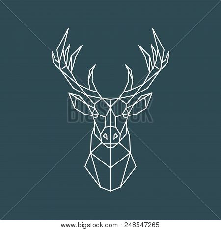 Polygonal Deer Portrait. Geometric Animal Illustration. Reindeer Poster. Scandinavian Style. Vector 