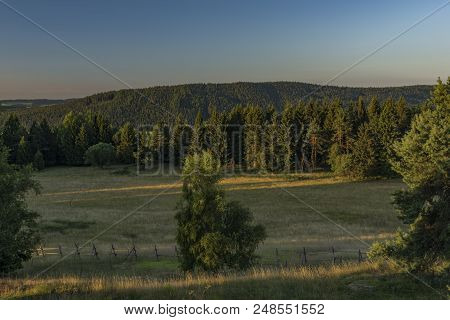 Slavkovsky Les Mountains In Summer Sunny Nice Morning Near Krizky Area