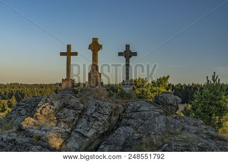 Slavkovsky Les Mountains In Summer Sunny Nice Morning Near Krizky Area