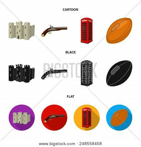 Breed, Dog, Teapot, Brewer .england Country Set Collection Icons In Cartoon, Black, Flat Style Vecto