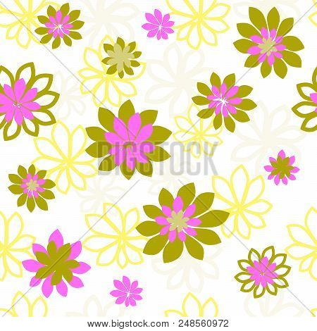 Seamless Vector Pattern With Flowers. Flower Pattern. Prints For Textiles With Flowers. Scrapbook Pa