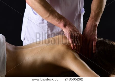 Relax. Sexy Couple Relax In Spa. Man Do Relax Massage For Woman. Woman Relax In Spa Center. Resting 
