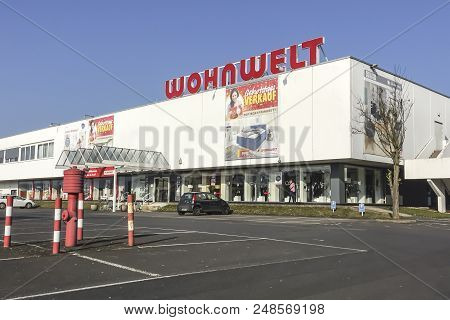Wetzlar, Germany - March 25, 2018: Wohnwelt Logo On A Store. Wohnwelt Is A German Furniture Discount