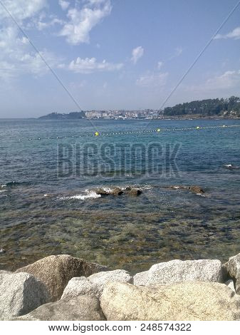 View Of The Urban Beach Of Silgar In Sanxenxo Spain