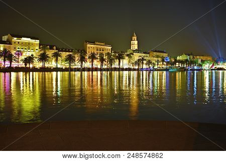 Split City Old Town Colorful Night View