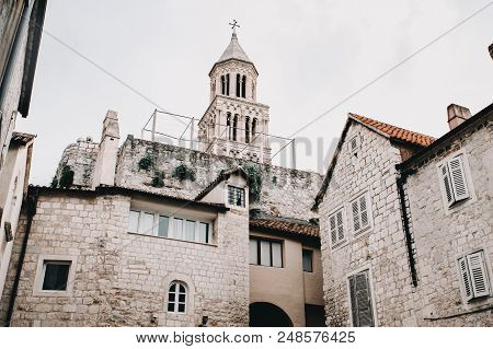 Palace Diocletian View Of Antient Building, Split, Croatia, Touristic Concept