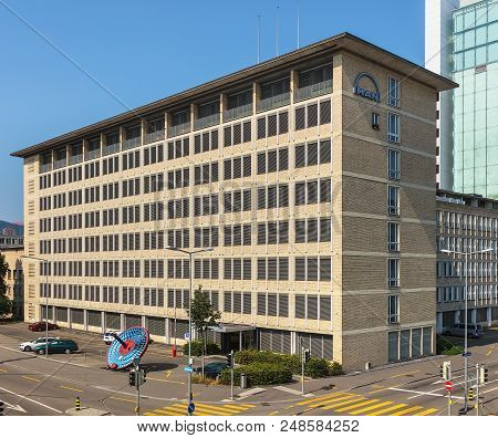 Zurich, Switzerland - July 8, 2018: building of the MAN Energy Solutions Schweiz AG on Hardstrasse street. MAN Energy Solutions is a multinational company headquartered in Augsburg, Germany, it produces large-bore diesel engines and turbomachinery.