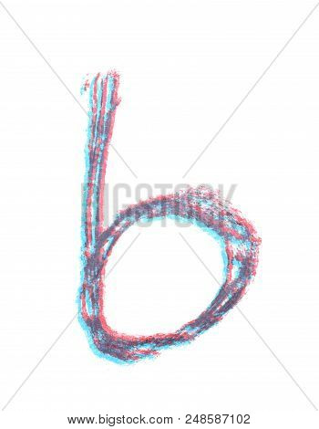 Single Hand Drawn With The Chalk B Letter Isolated Over The White Background
