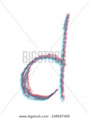 Single Hand Drawn With The Chalk D Letter Isolated Over The White Background