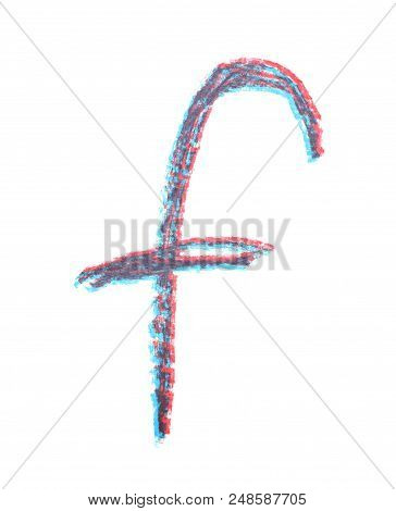 Single Hand Drawn With The Chalk F Letter Isolated Over The White Background
