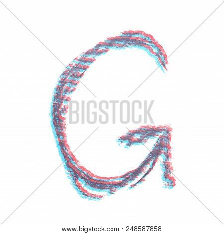 Single Hand Drawn With The Chalk G Letter Isolated Over The White Background