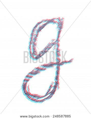 Single Hand Drawn With The Chalk G Letter Isolated Over The White Background