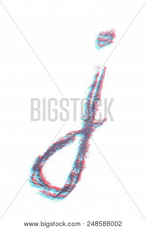 Single Hand Drawn With The Chalk J Letter Isolated Over The White Background