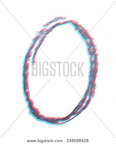 Single Hand Drawn With The Chalk O Letter Isolated Over The White Background