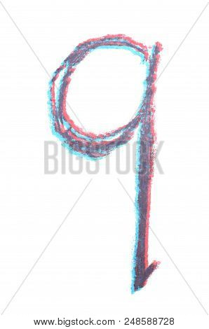 Single Hand Drawn With The Chalk Q Letter Isolated Over The White Background