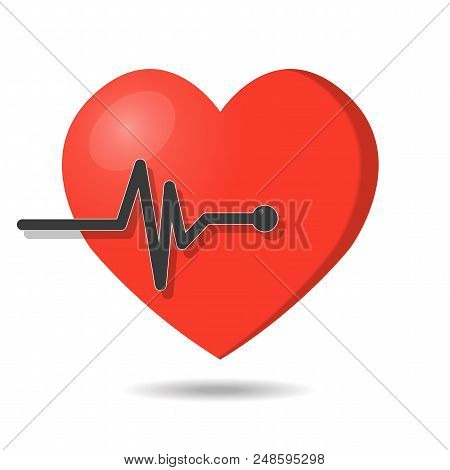 Heartbeat Or Pulse, Vector Icon In Flat Style