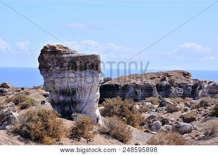 Spanish View Landscape In Lanzarote Tropical Volcanic Canary Islands Spain