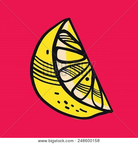 Fresh Lemon Fruits, Collection Of Vector Illustration Isolated On Background.