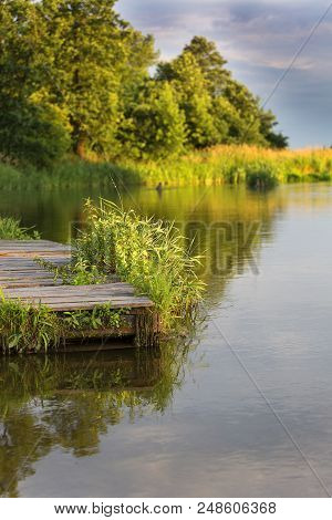 Lowland Nida River, Landscape Of The Nida Valley, Poland.