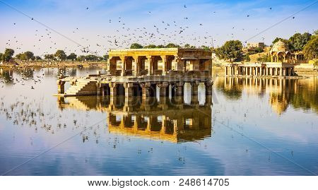 Gadi Sagar (gadisar) Lake Is One Of The Most Important Tourist Attractions In Jaisalmer, Rajasthan, 
