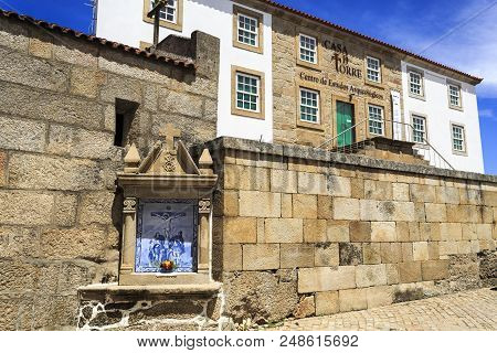 View Of A Street Chapel Decorated With Traditional Portuguese Tiles In Caria, Castelo Branco, Portug