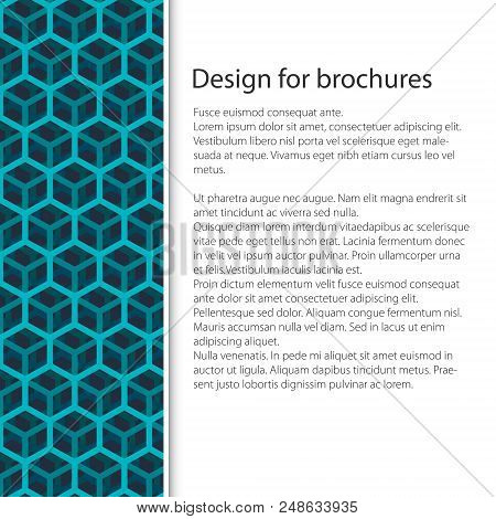 Cover Design With Seamless Pattern Of Transparent Cube, Green Cubic Grid, Booklet Poster Flyer Broch