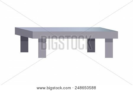 Rectangular Coffee Table, Vector Illustration Isolated On White Background, Small Grey Table On Four