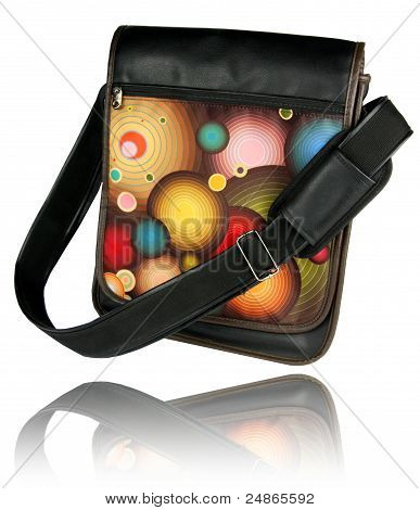 Senhoras de couro preto Messenger bag