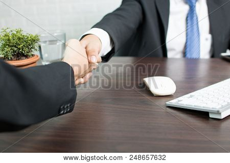 Businessman Shaking Hands After Successful Dealing For Investment With Parthner