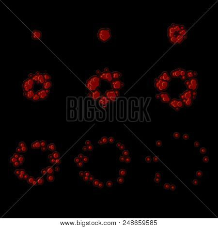 Explode Animation Sequence . Cartoon Explosion Frames. Vector Illustration